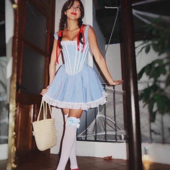 Women's l Plaid Print Mini Corset Dress Halloween Costume Sleeveless Tank Dress